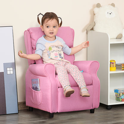 Children's Sofa Kids Couch Kids Armchair Chair Recliner with Footrest for 3-5 Years Boys and Girls Pink 58 x 53 x 70 cm