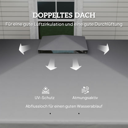 10'x10' Waterproof Garden Gazebo with Double Roof, Zippered Mosquito Nets, Aluminum Frame – Dark Gray