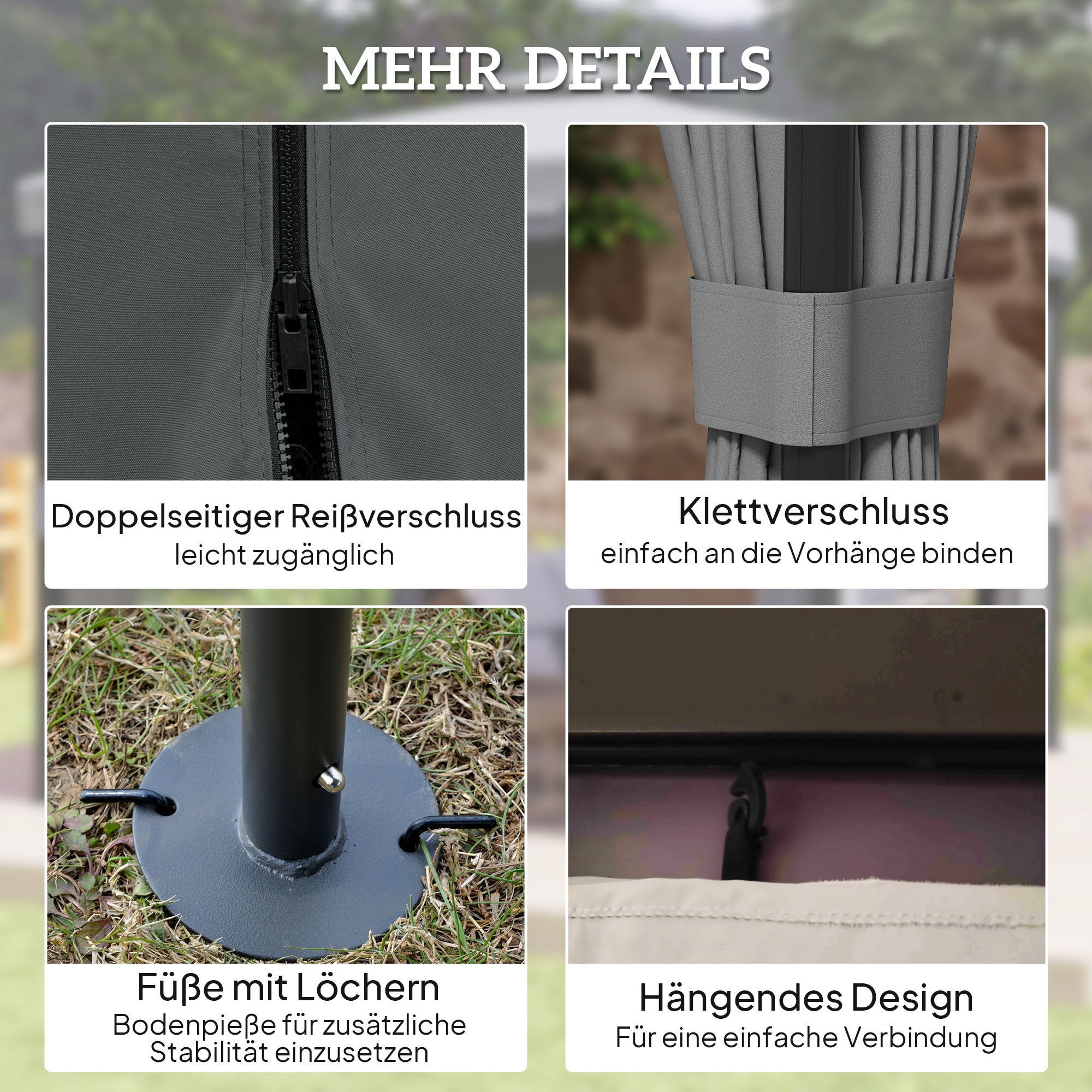 10'x10' Waterproof Garden Gazebo with Double Roof, Zippered Mosquito Nets, Aluminum Frame – Dark Gray