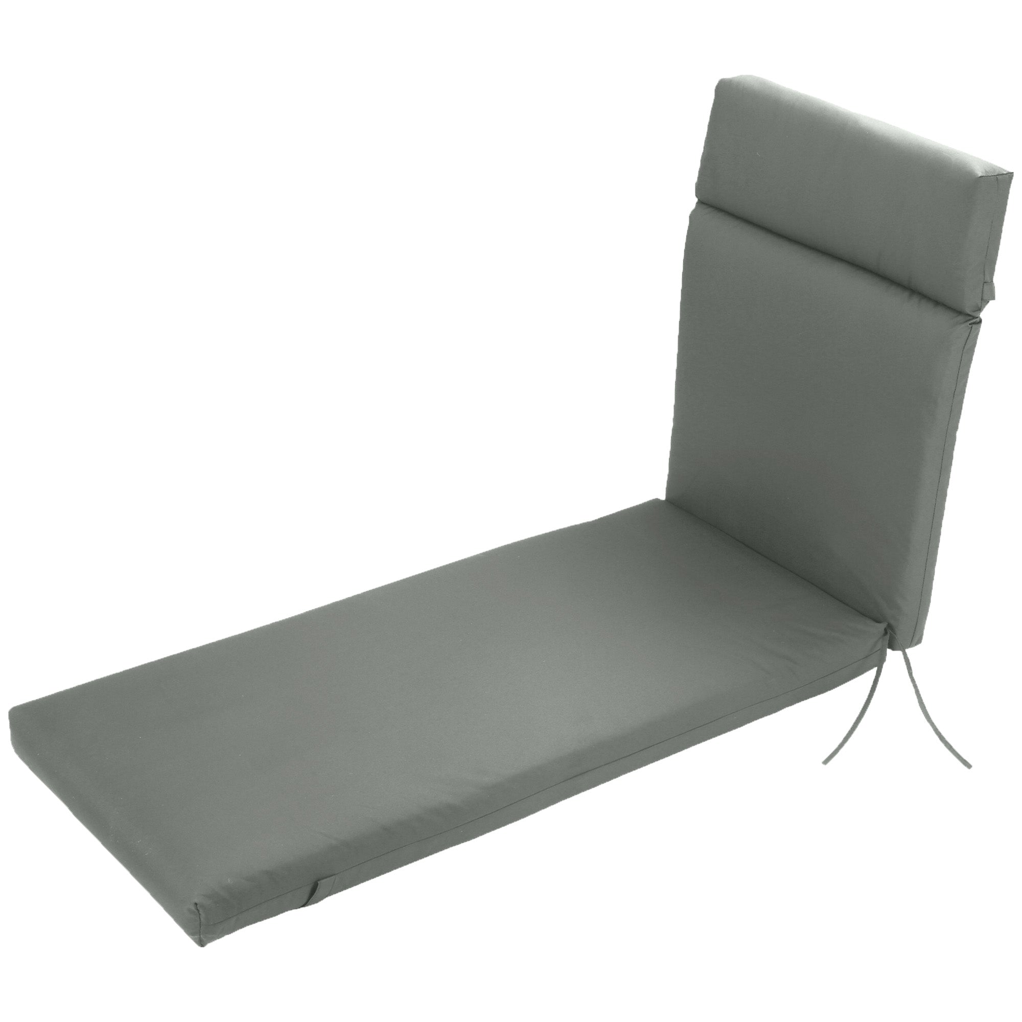 Sun Lounger Cushion Sun Lounger Pad Garden Lounger Padding Cover Polyester Dark Gray 196 x 55 x 8 cm