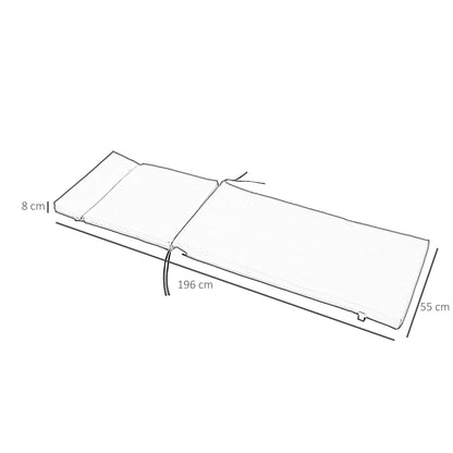 Sun Lounger Cushion Sun Lounger Pad Garden Lounger Padding Cover Polyester Dark Gray 196 x 55 x 8 cm