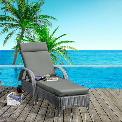 Sun Lounger Cushion Sun Lounger Pad Garden Lounger Padding Cover Polyester Dark Gray 196 x 55 x 8 cm