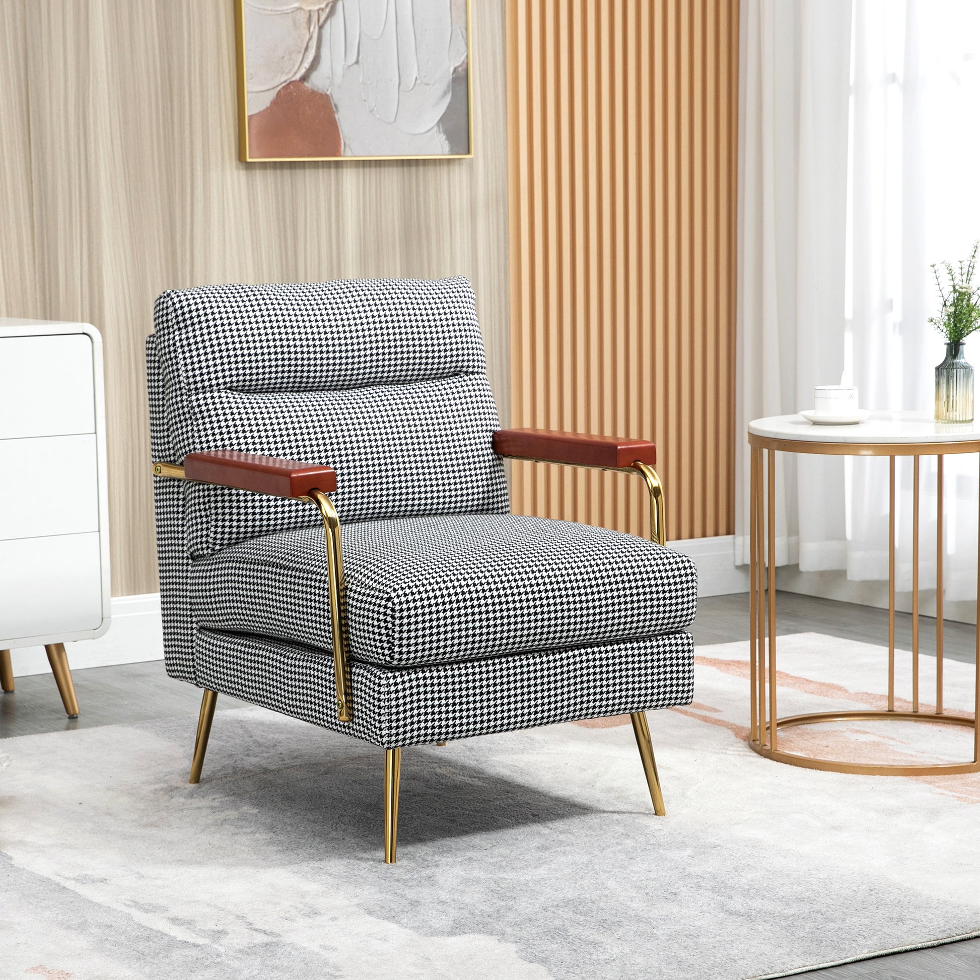 Wingback Chair, Upholstered Armchair with Linen Look, Accent Chair, Dining Chair with Steel Legs, Lounge Chair for Bedroom, Living Room, 72 x 81.5 x 87.5 cm