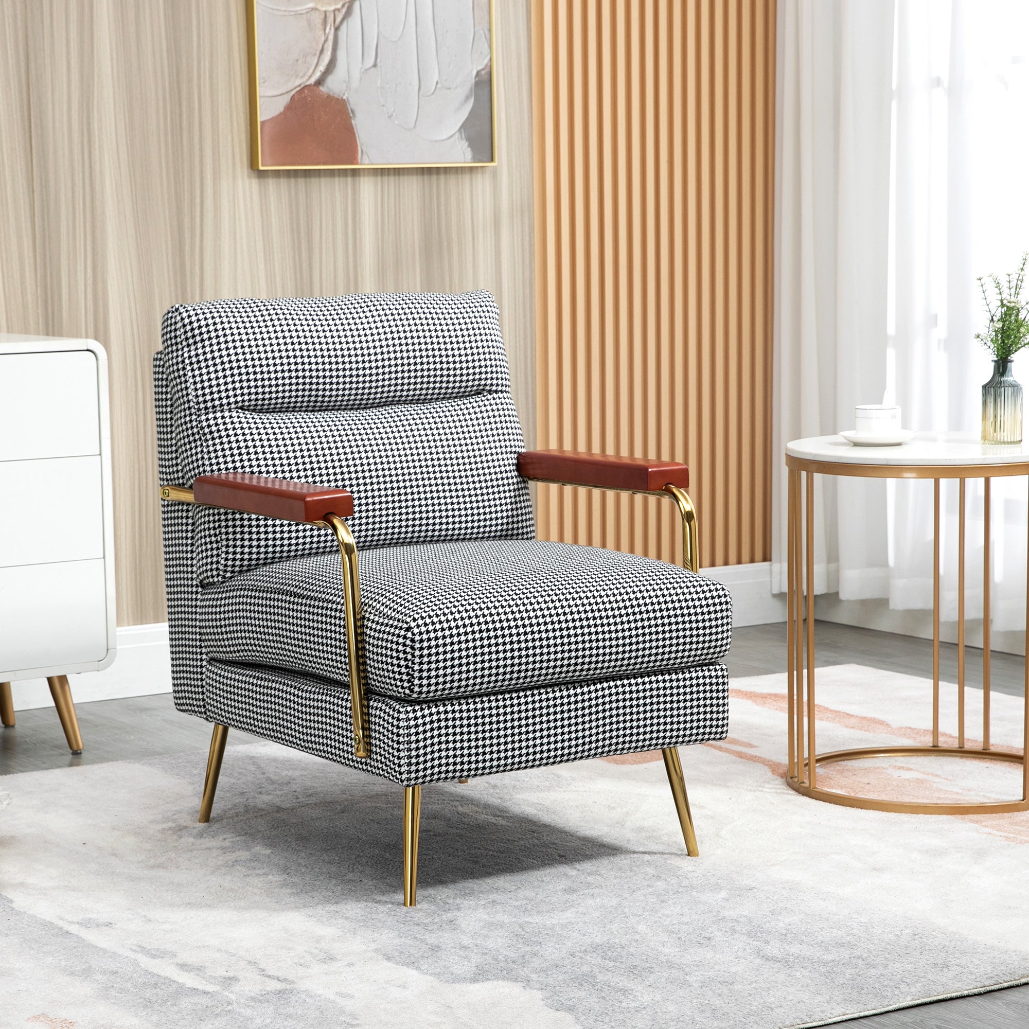 Wingback Chair, Upholstered Armchair with Linen Look, Accent Chair, Dining Chair with Steel Legs, Lounge Chair for Bedroom, Living Room, 72 x 81.5 x 87.5 cm