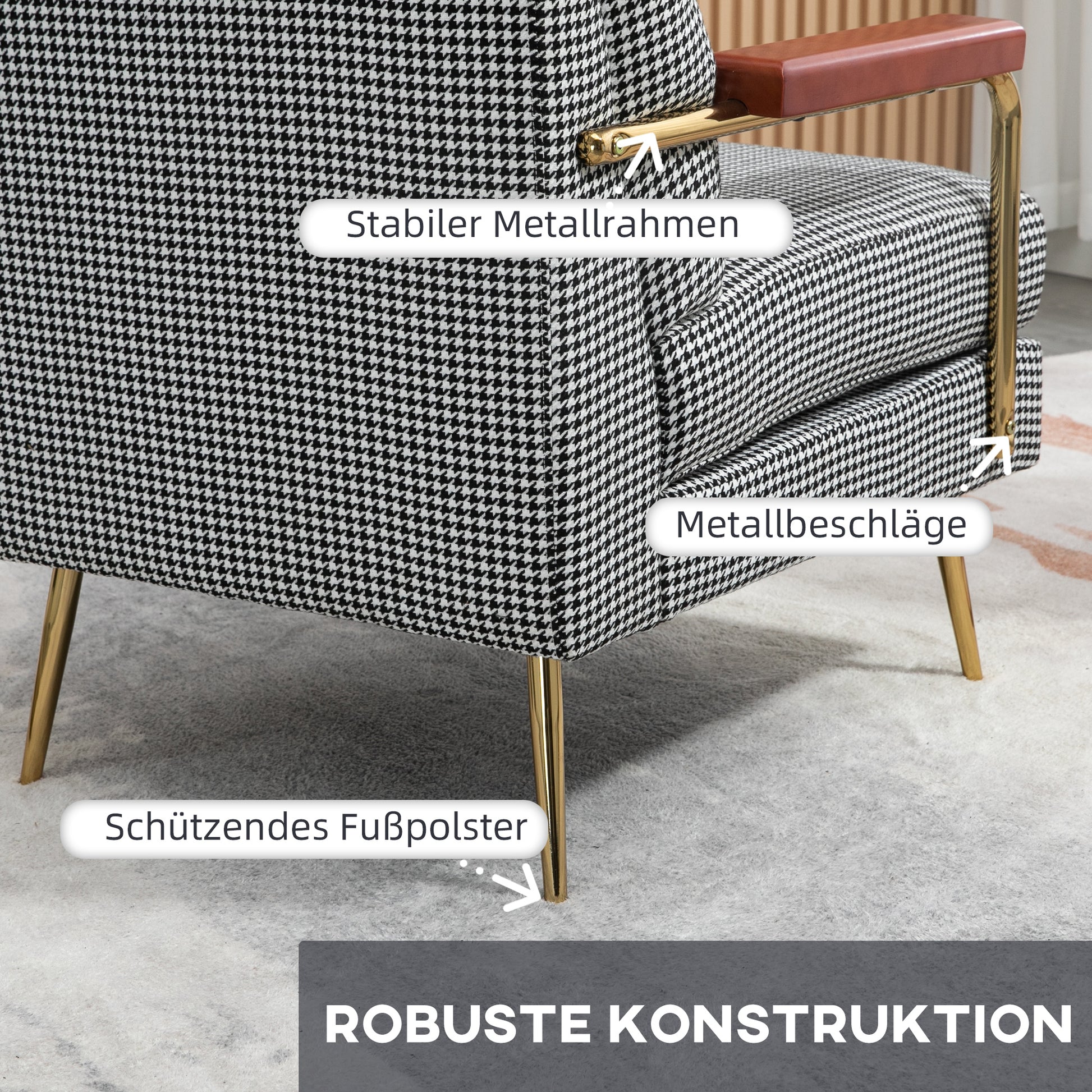 Wingback Chair, Upholstered Armchair with Linen Look, Accent Chair, Dining Chair with Steel Legs, Lounge Chair for Bedroom, Living Room, 72 x 81.5 x 87.5 cm