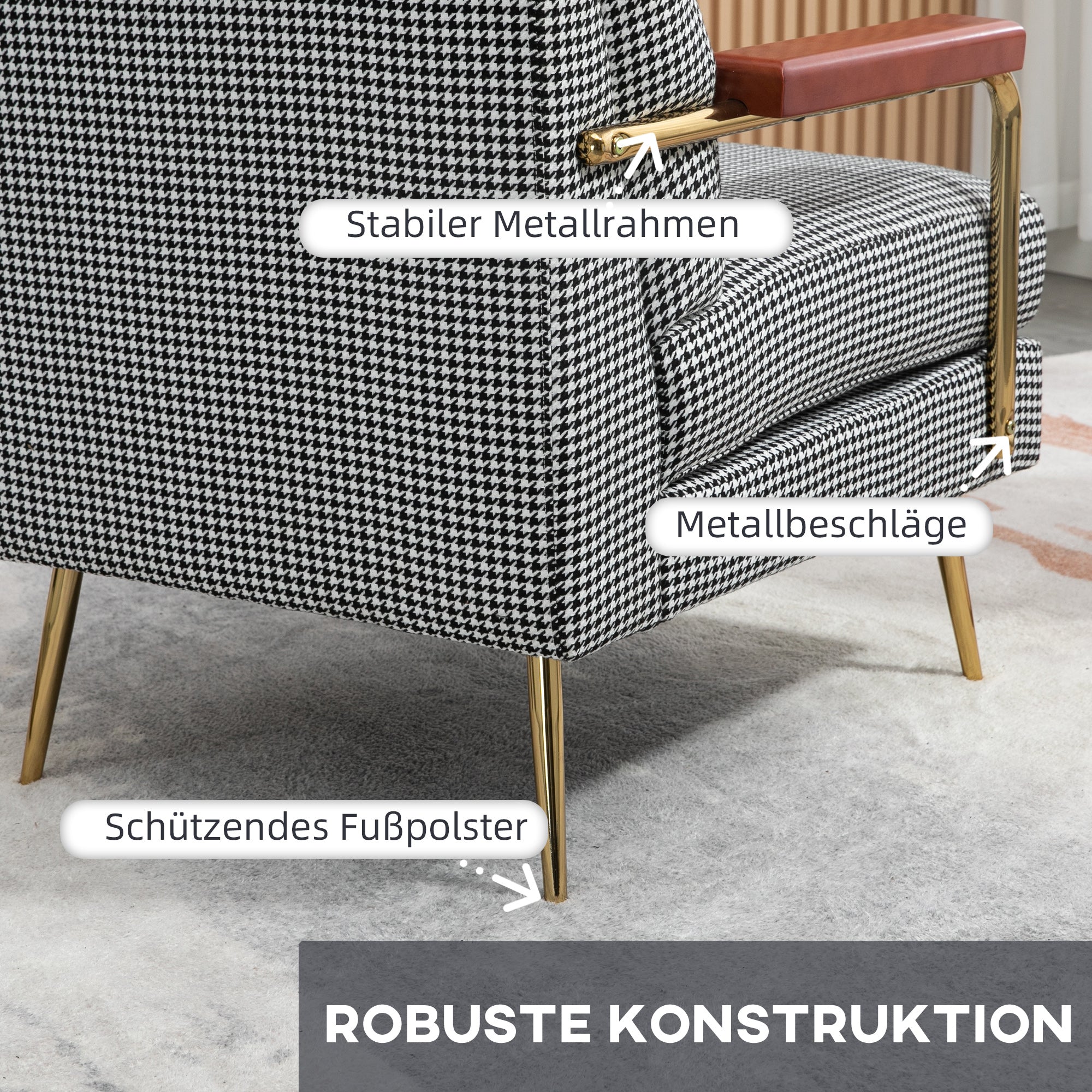 Wingback Chair, Upholstered Armchair with Linen Look, Accent Chair, Dining Chair with Steel Legs, Lounge Chair for Bedroom, Living Room, 72 x 81.5 x 87.5 cm
