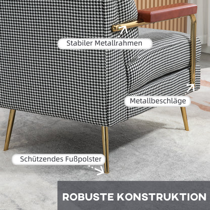 Wingback Chair, Upholstered Armchair with Linen Look, Accent Chair, Dining Chair with Steel Legs, Lounge Chair for Bedroom, Living Room, 72 x 81.5 x 87.5 cm