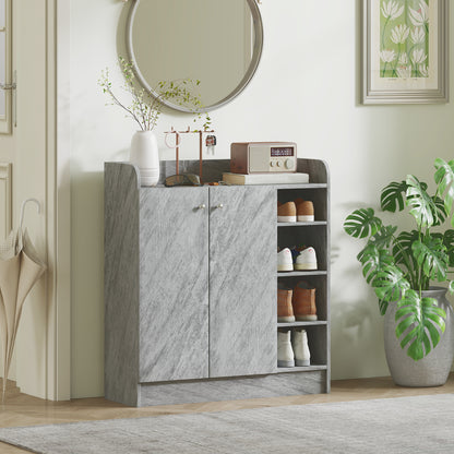 Shoe Cabinet with 4 Compartments – Holds 12 Pairs, 83 x 30 x 90 cm (Gray)