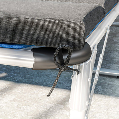 Pack of 2 Cushions for Folding Lounge Chairs Garden Sun Lounger Pads 203x66x3 cm with Headrest and Strap Fasteners Dark Gray