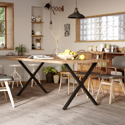 Set of 2 X-Shaped Steel Table Legs - 70L x 8W x 72H cm - industrial design