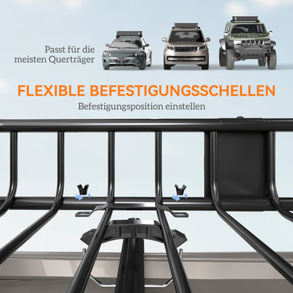 Car Roof Rack Metal Roof Basket 162x99x16cm Universal Luggage Rack Roof Rack Load Capacity of 100 kg Cargo Basket for Camping, Grilling, Road Trips Black