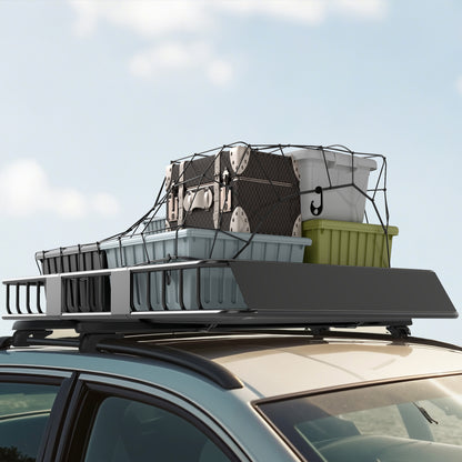 Car Roof Rack Metal Roof Basket 162x99x16cm Universal Luggage Rack Roof Rack Load Capacity of 100 kg Cargo Basket for Camping, Grilling, Road Trips Black