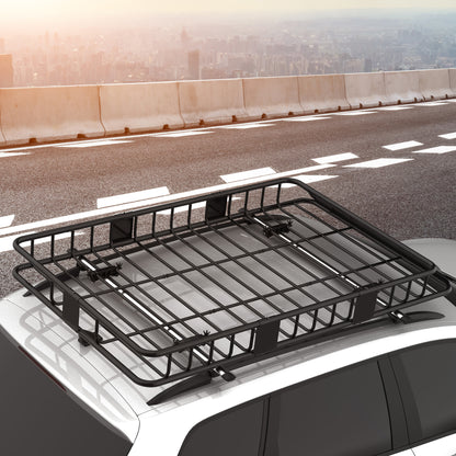 Car Roof Rack Metal Roof Basket 162x99x16cm Universal Luggage Rack Roof Rack Load Capacity of 100 kg Cargo Basket for Camping, Grilling, Road Trips Black