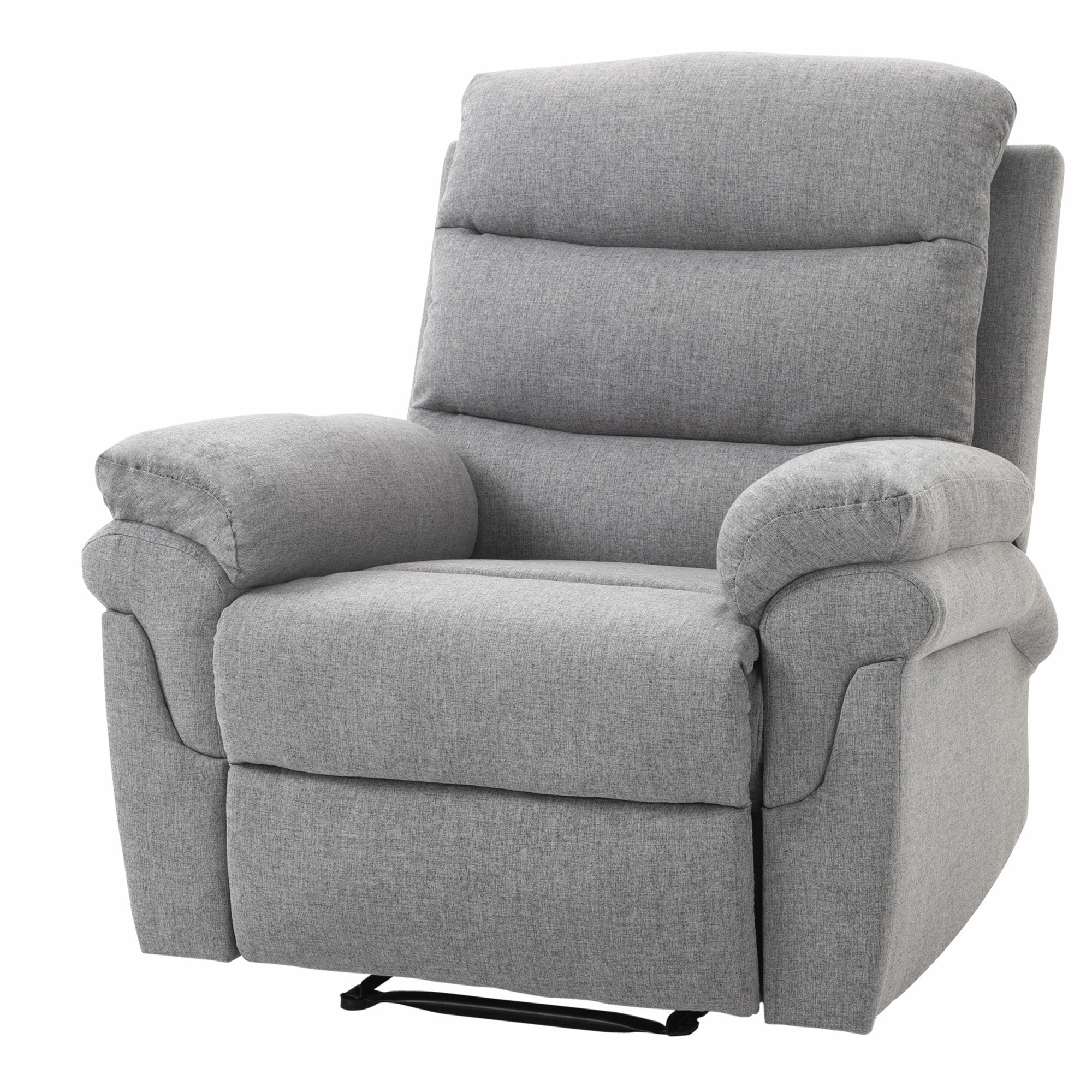 Manual Reclining Relaxation Chair with Adjustable Footrest Linen-Look Polyester Fabric Light Gray Chine