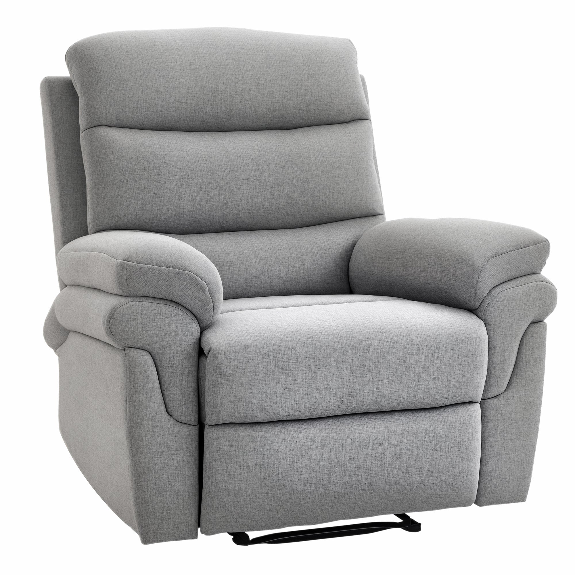 Manual Reclining Relaxation Chair with Adjustable Footrest Linen-Look Polyester Fabric Light Gray Chine