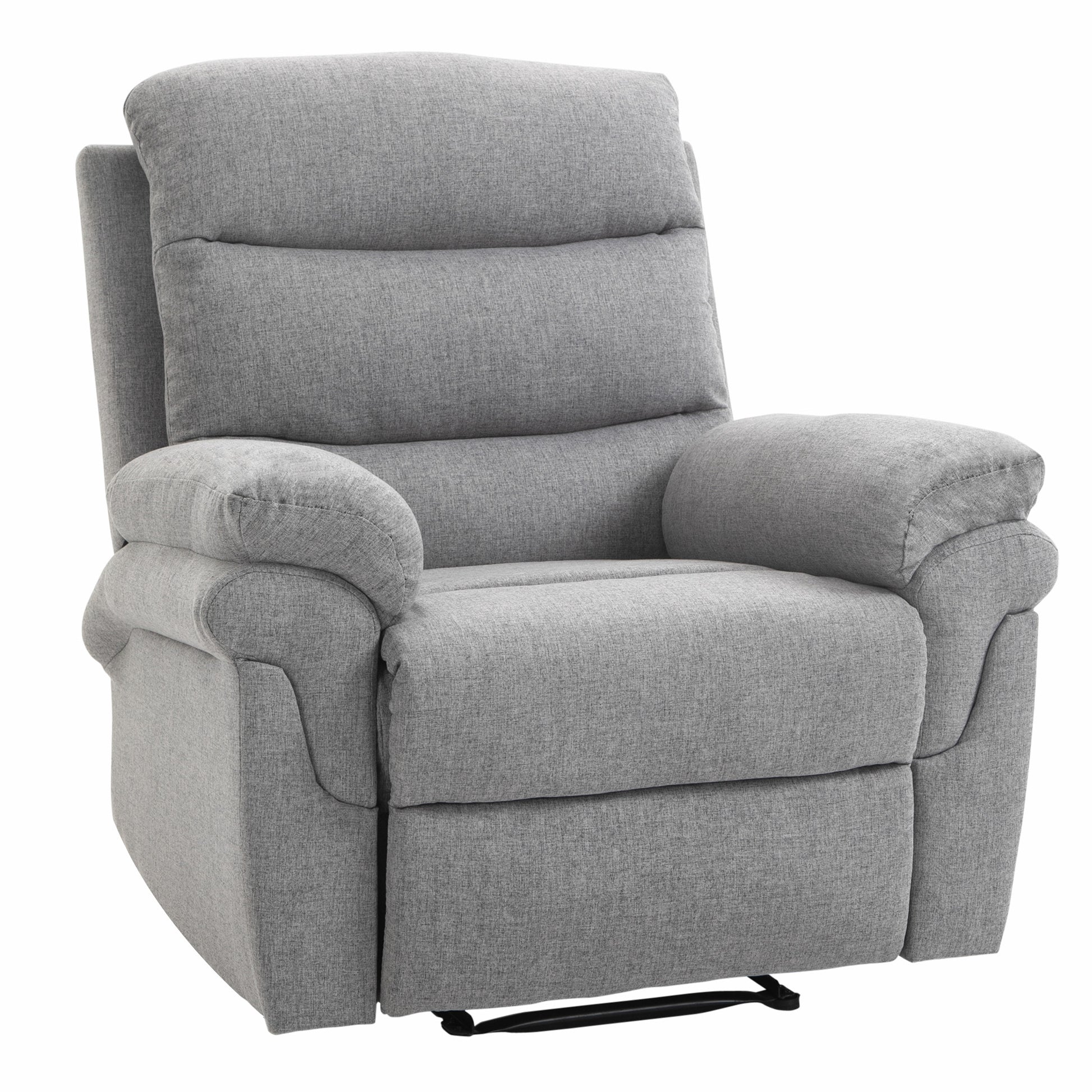 Manual Reclining Relaxation Chair with Adjustable Footrest Linen-Look Polyester Fabric Light Gray Chine