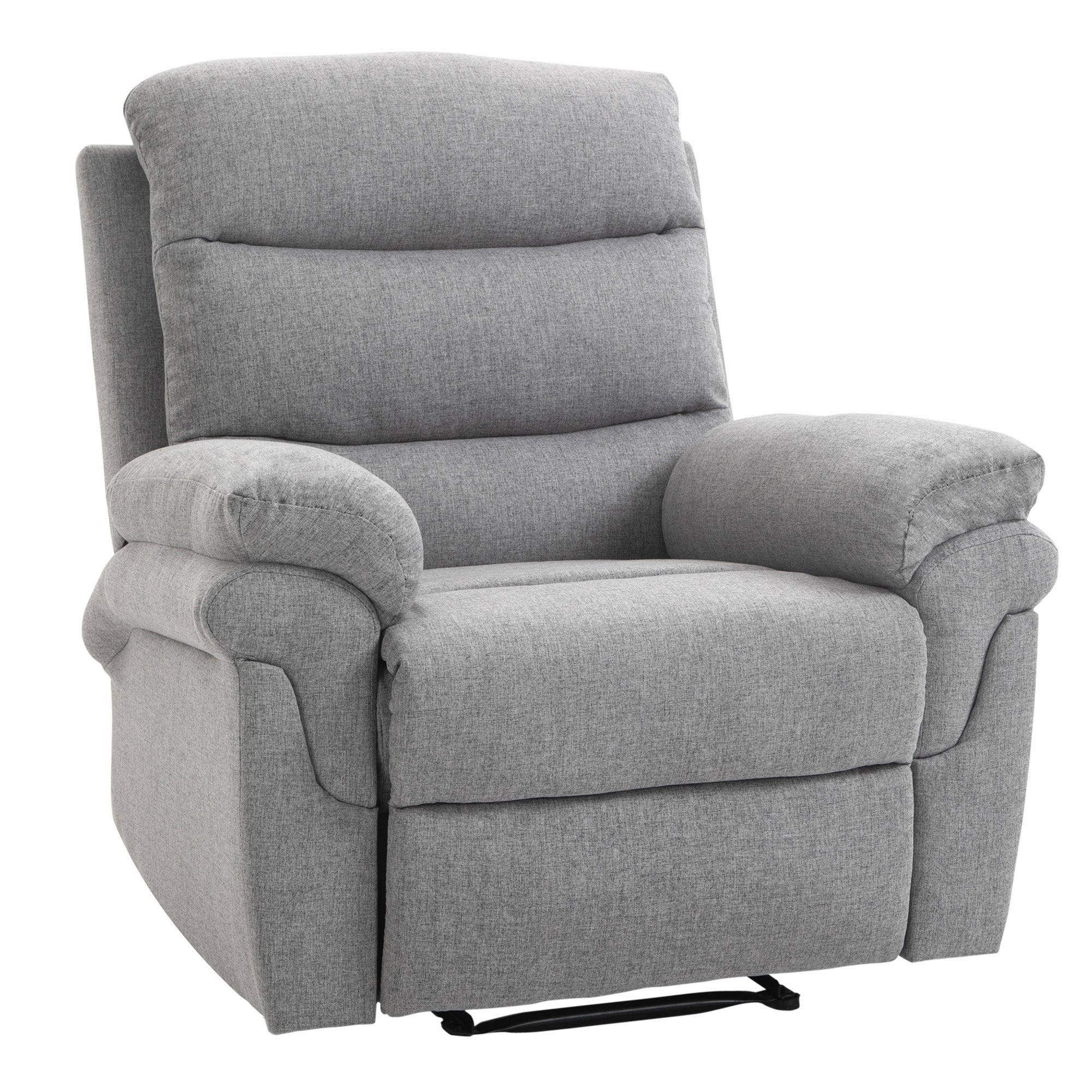 Manual Reclining Relaxation Chair with Adjustable Footrest Linen-Look Polyester Fabric Light Gray Chine