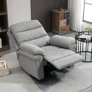Manual Reclining Relaxation Chair with Adjustable Footrest Linen-Look Polyester Fabric Light Gray Chine