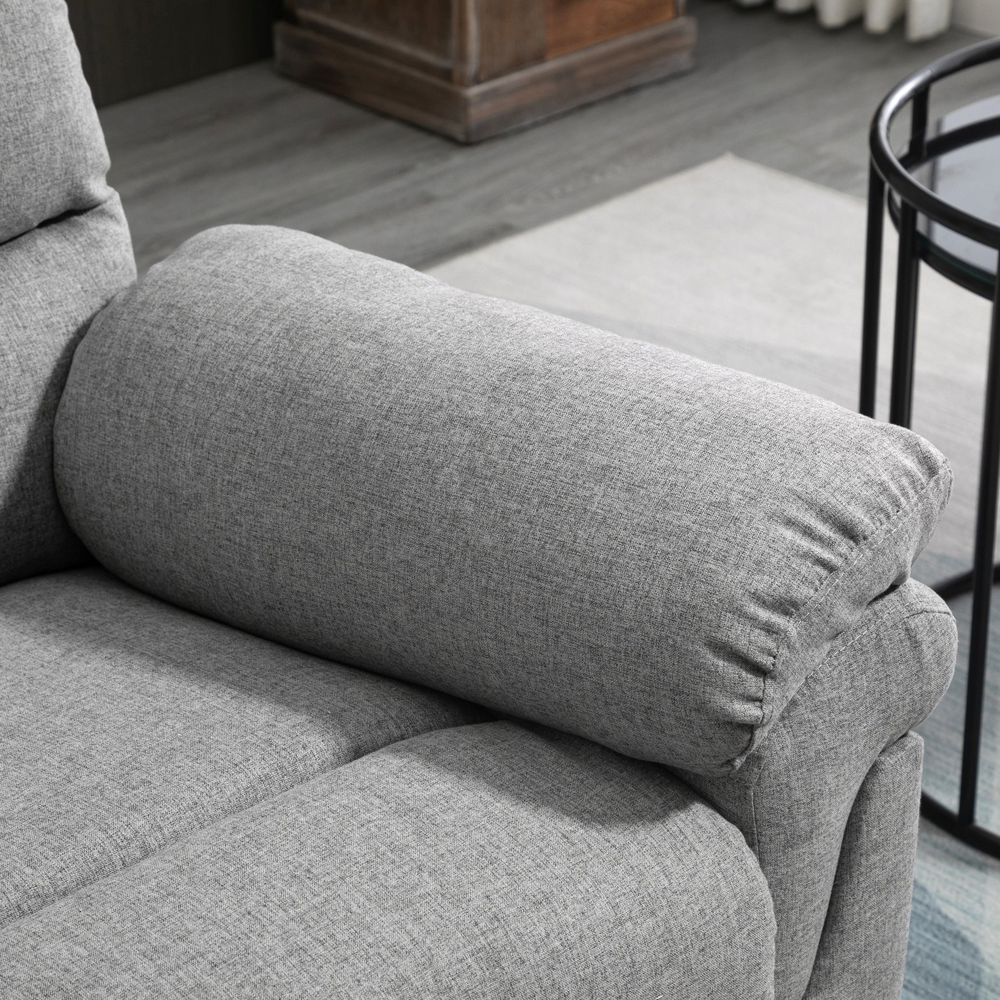 Manual Reclining Relaxation Chair with Adjustable Footrest Linen-Look Polyester Fabric Light Gray Chine