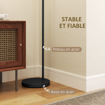 Floor Lamp with Linen Fabric Lampshade Stable Round Base for Home Office Bedroom 47 x 37 x 153 cm Black and White