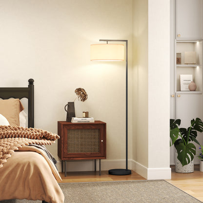 Floor Lamp with Linen Fabric Lampshade Stable Round Base for Home Office Bedroom 47 x 37 x 153 cm Black and White