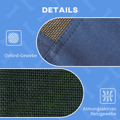 Elevated Dog Bed with Canopy, Pet Bed, Outdoor Dog Lounge with Roof, Breathable, Taft Fabric for Camping Dark Blue 76 x 61 x 73 cm