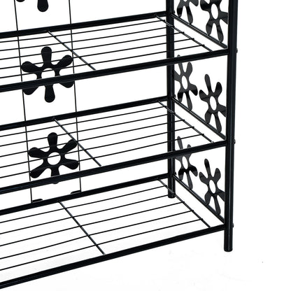 Shoe Rack, Plant Rack, Flower Rack, Shelving Unit, Stand, 4 Levels, Metal, 59.5 x 30 x 92 cm, Black
