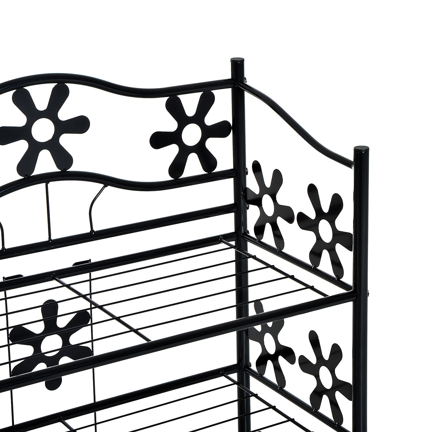 Shoe Rack, Plant Rack, Flower Rack, Shelving Unit, Stand, 4 Levels, Metal, 59.5 x 30 x 92 cm, Black