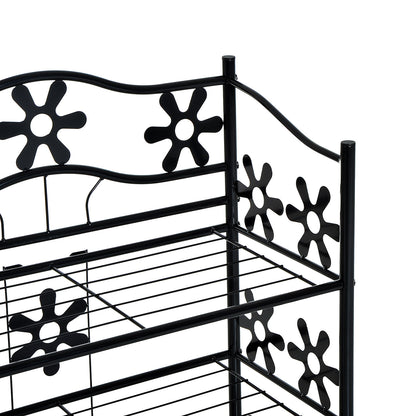 Shoe Rack, Plant Rack, Flower Rack, Shelving Unit, Stand, 4 Levels, Metal, 59.5 x 30 x 92 cm, Black