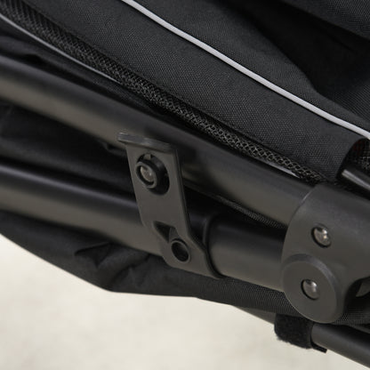 Foldable Big and Medium Dog Stroller One-Click 4 Wheels with Zipper Entrances and Mesh Windows, Steel and Oxford Pet Stroller, 112x65x100 cm, Black