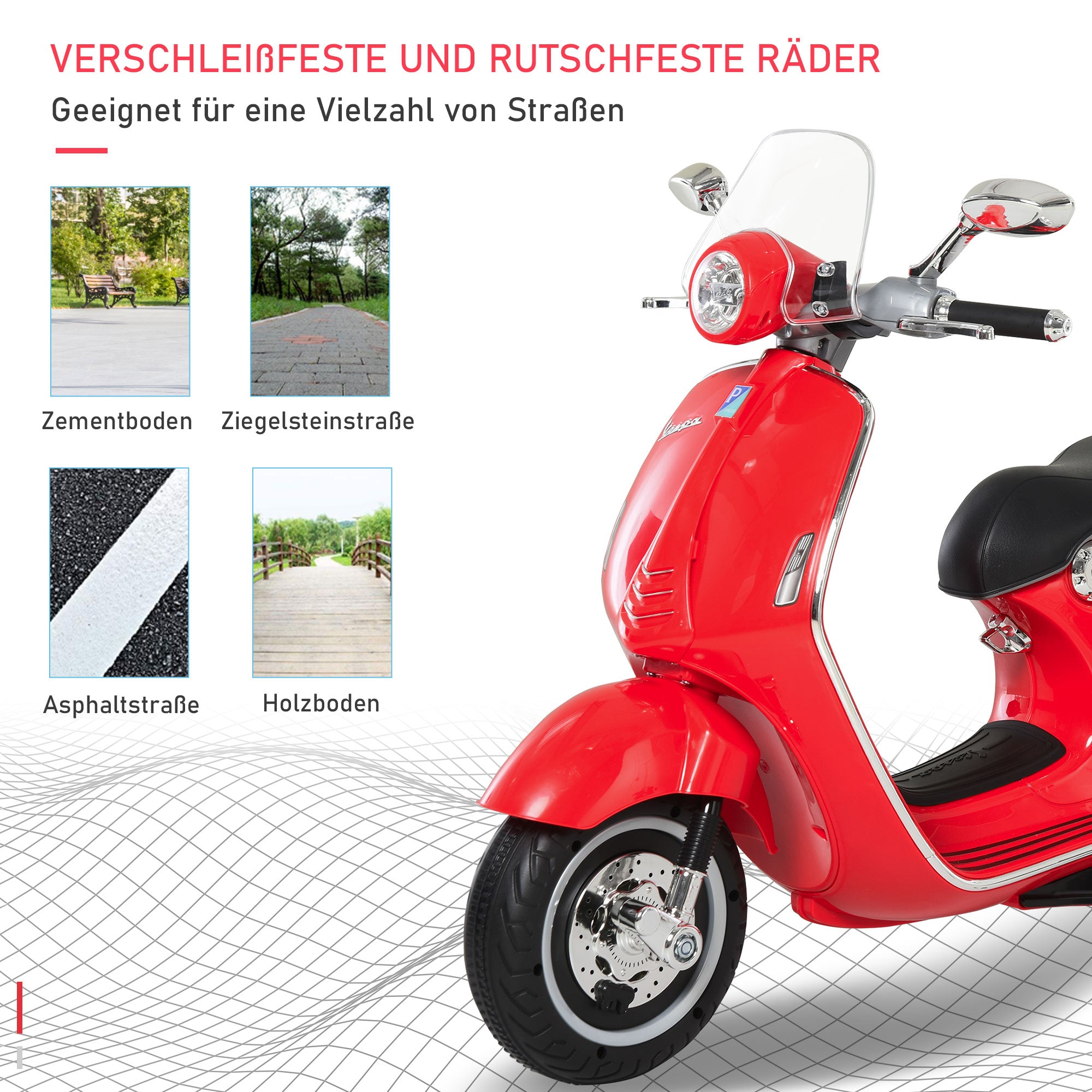 Kids' Electric Motorcycle, 6V Children's Motorcycle with Headlight, Music, Forward and Reverse Gear, Training Wheels, 30 kg Capacity, Electric Motorcycle for 3-6 Years Old Kids, Red
