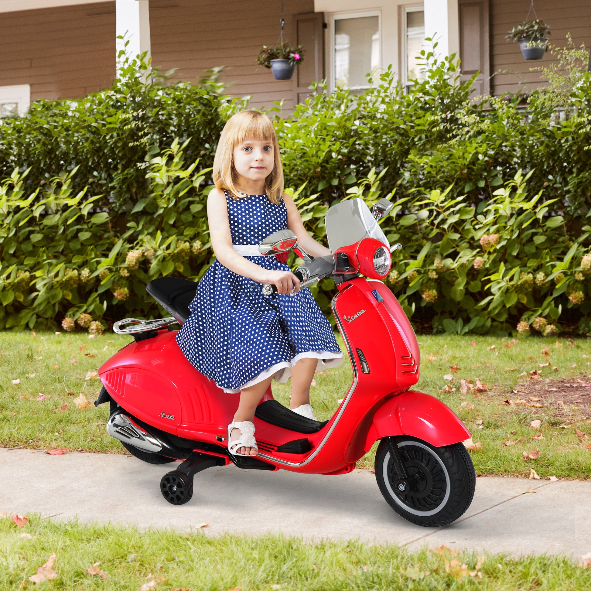 Kids' Electric Motorcycle, 6V Children's Motorcycle with Headlight, Music, Forward and Reverse Gear, Training Wheels, 30 kg Capacity, Electric Motorcycle for 3-6 Years Old Kids, Red