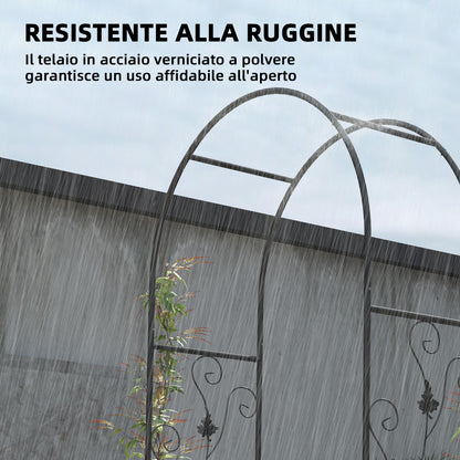 Garden Arch with Gate Trellis for Climbing Plants, Wedding and Party Metal Arch, 2.2x1 m, Black