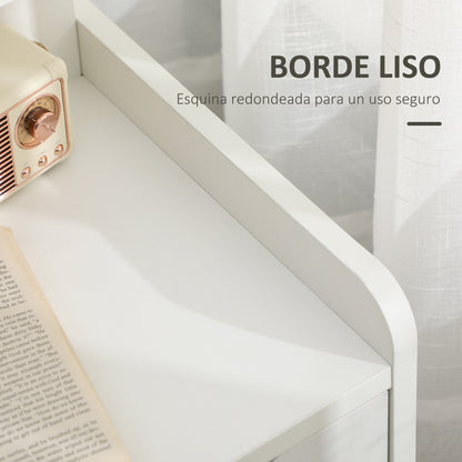 Modern Nightstand Bedside Table with 2 Drawers and 3 Storage Compartments for Living Room Bedroom Load 30 kg 40x30x60 cm White