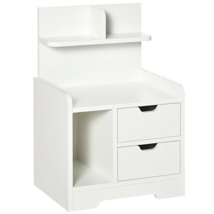 Modern Nightstand Bedside Table with 2 Drawers and 3 Storage Compartments for Living Room Bedroom Load 30 kg 40x30x60 cm White