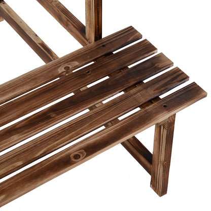 3-Tier Plant Stand, foldable 78 cm high Flower Stand for Indoor Outdoor, Wooden Plant Shelf, Flower Pot Stand with Trays, Flower Stairs for Living Room, Garden Balcony, Natural Wood