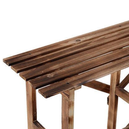 3-Tier Plant Stand, foldable 78 cm high Flower Stand for Indoor Outdoor, Wooden Plant Shelf, Flower Pot Stand with Trays, Flower Stairs for Living Room, Garden Balcony, Natural Wood