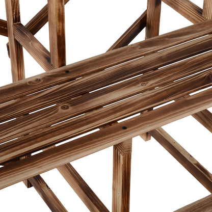 3-Tier Plant Stand, foldable 78 cm high Flower Stand for Indoor Outdoor, Wooden Plant Shelf, Flower Pot Stand with Trays, Flower Stairs for Living Room, Garden Balcony, Natural Wood