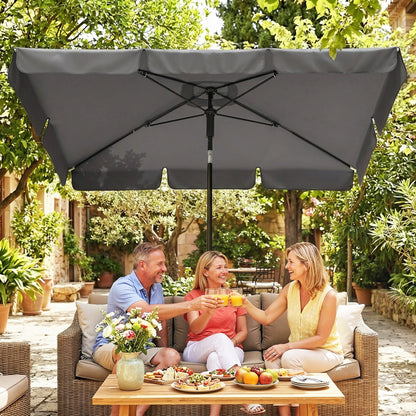 Rectangular Parasol 72 x 48 in (183 x 122 cm) – 3-Tilt Crank Umbrella with 8 Ribs for Beach, Balcony & Garden, Dark Gray
