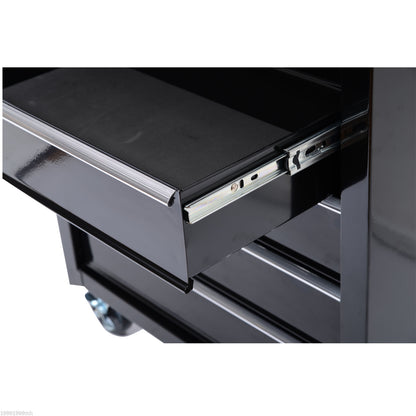 Tool Storage Trolley Empty Tool Cart with 5 Drawers, 2 Keys, Anti-slip Mats, Tool Cabinet with Handle Black