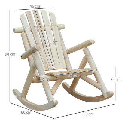 Wooden Rocking Chair Rocking Armchair with High Backrest Weatherproof Garden Chair up to 113kg Load Capacity Relaxing Chair for Living Room Garden, Lawn, Balcony Natural