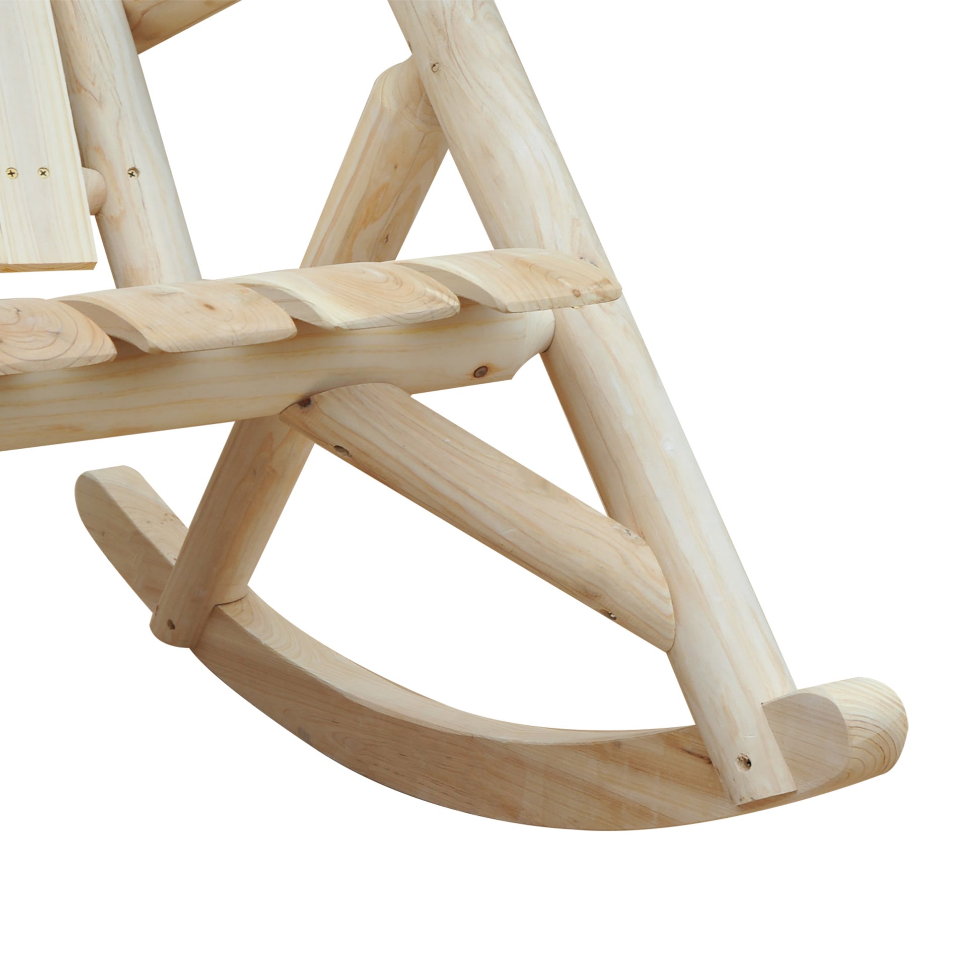 Wooden Rocking Chair Rocking Armchair with High Backrest Weatherproof Garden Chair up to 113kg Load Capacity Relaxing Chair for Living Room Garden, Lawn, Balcony Natural