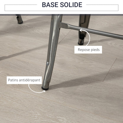 Set of 4 Stackable Industrial Bar Stools with Footrest Barstool Height 76 cm Silver Metal