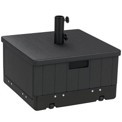 Parasol Stand Base Side Table Planter with Drainage Wheels and Handles PE and Metal 53L x 53W x 47H cm Black