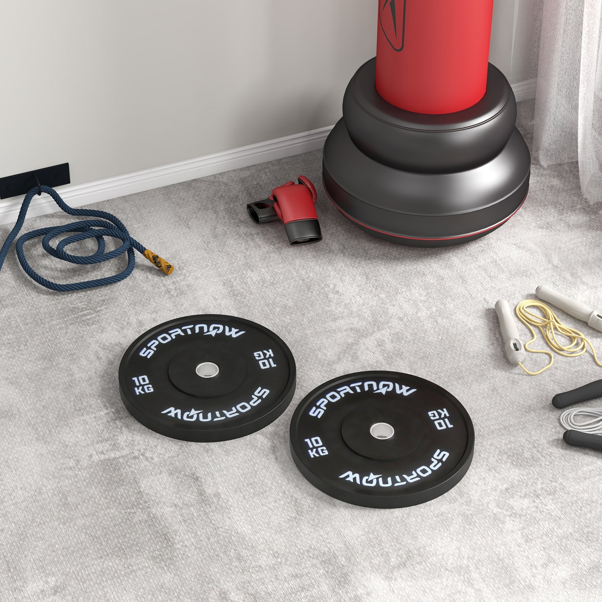 SPORTNOW Set of 2 10 kg Gym Plates, Plates for Barbell and Dumbbells with Ø5 cm Attachment for Home and Gym Training, Black