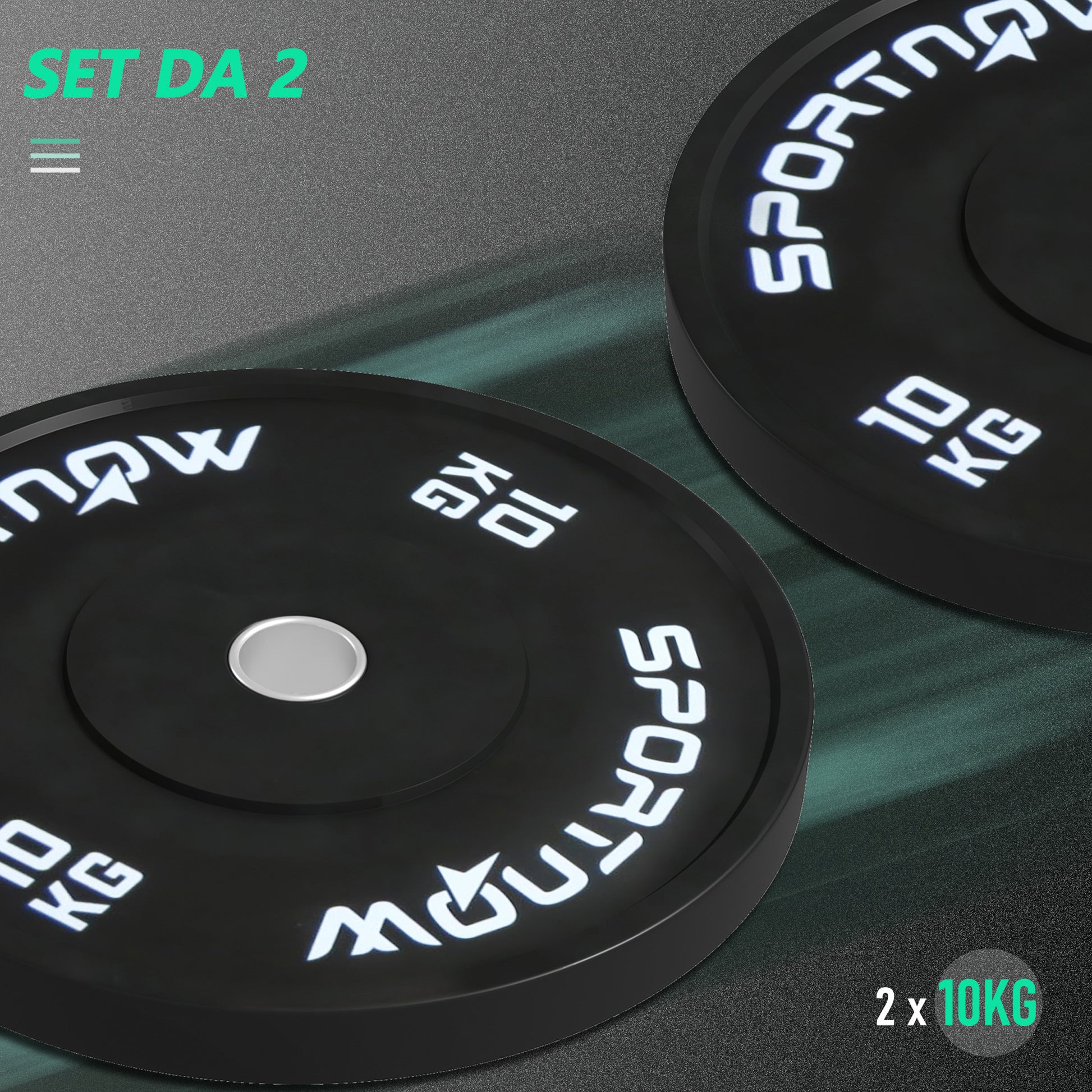 SPORTNOW Set of 2 10 kg Gym Plates, Plates for Barbell and Dumbbells with Ø5 cm Attachment for Home and Gym Training, Black