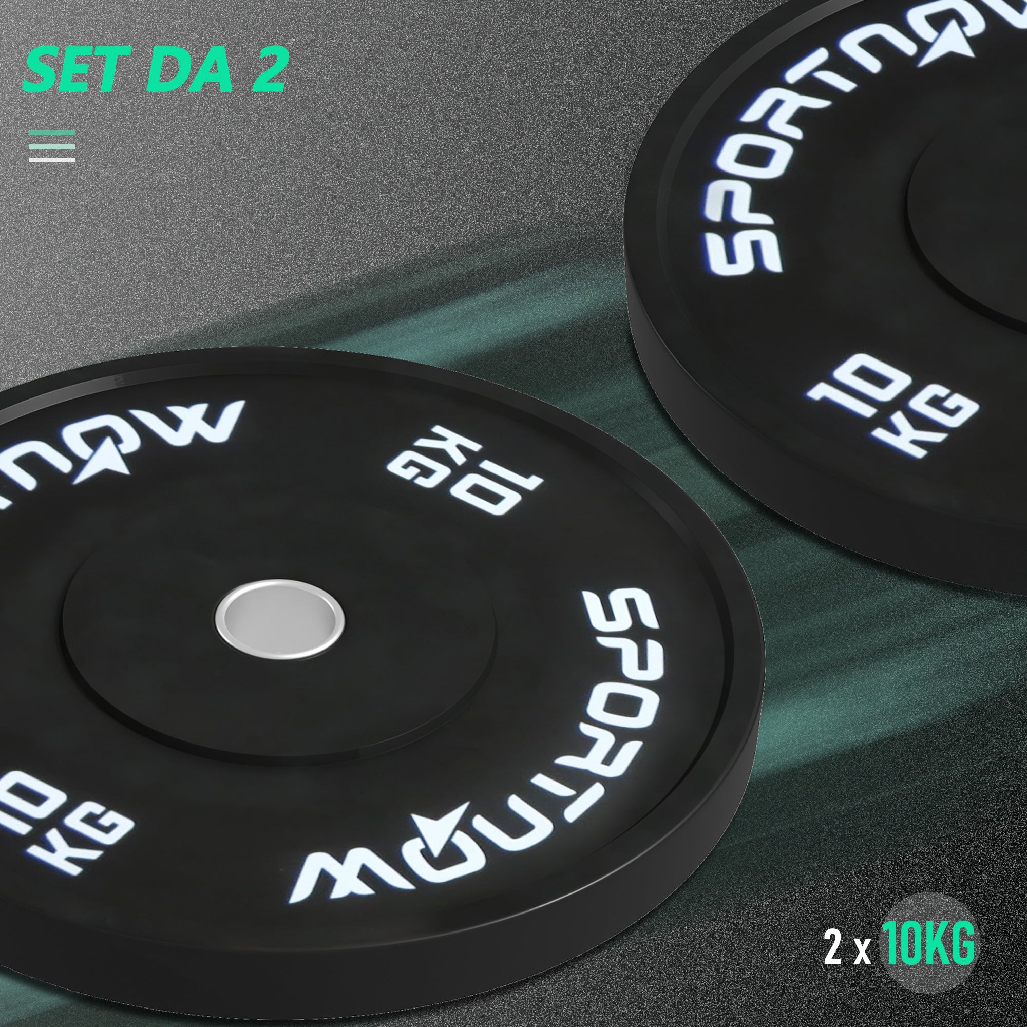 SPORTNOW Set of 2 10 kg Gym Plates, Plates for Barbell and Dumbbells with Ø5 cm Attachment for Home and Gym Training, Black