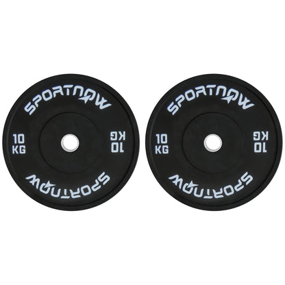 SPORTNOW Set of 2 10 kg Gym Plates, Plates for Barbell and Dumbbells with Ø5 cm Attachment for Home and Gym Training, Black