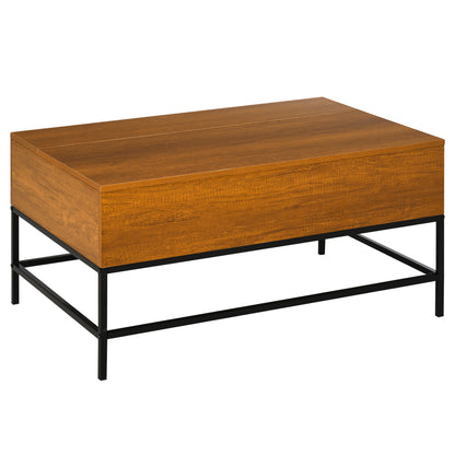 Lift-Top Coffee Table Coffee Table with Hidden Storage Space Lift-Top Table for Living Room Dining Room 90x60.5x45.5 cm Teak