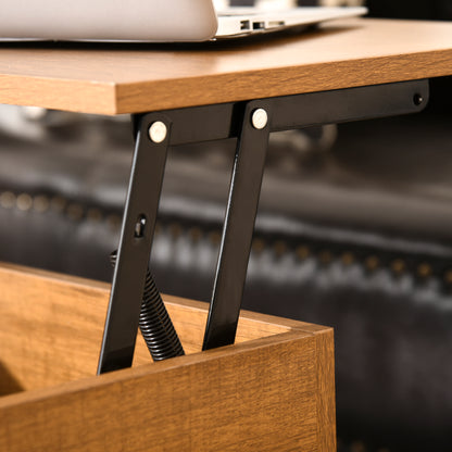 Lift-Top Coffee Table Coffee Table with Hidden Storage Space Lift-Top Table for Living Room Dining Room 90x60.5x45.5 cm Teak